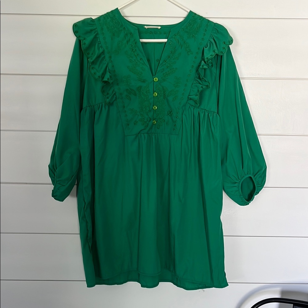 Green Women's Embroidered Dress